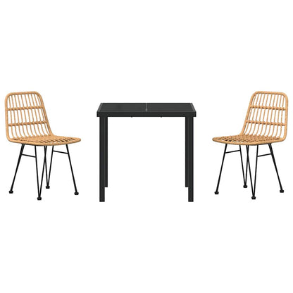 Garten Essgruppe 3 pcs Braun Poly Rattan