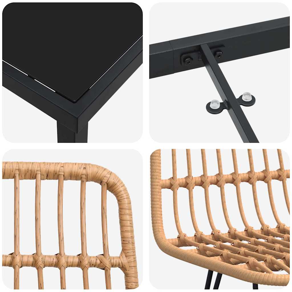 Garten Essgruppe 5 pcs Braun Poly Rattan