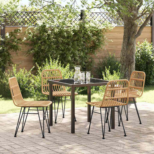 Garten Essgruppe 5 pcs Braun Poly Rattan