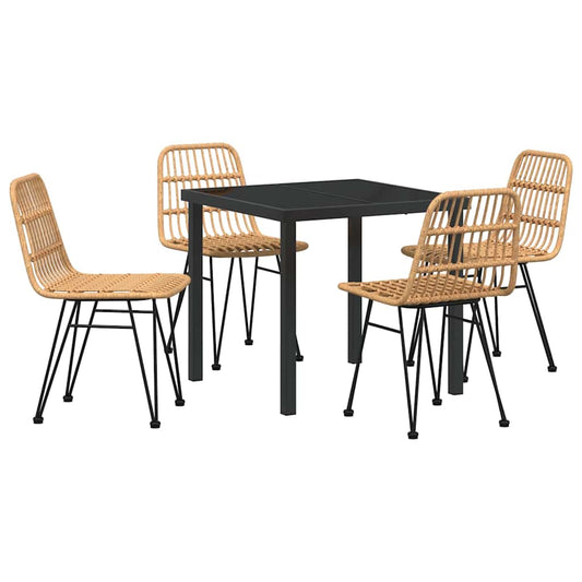 Garten Essgruppe 5 pcs Braun Poly Rattan
