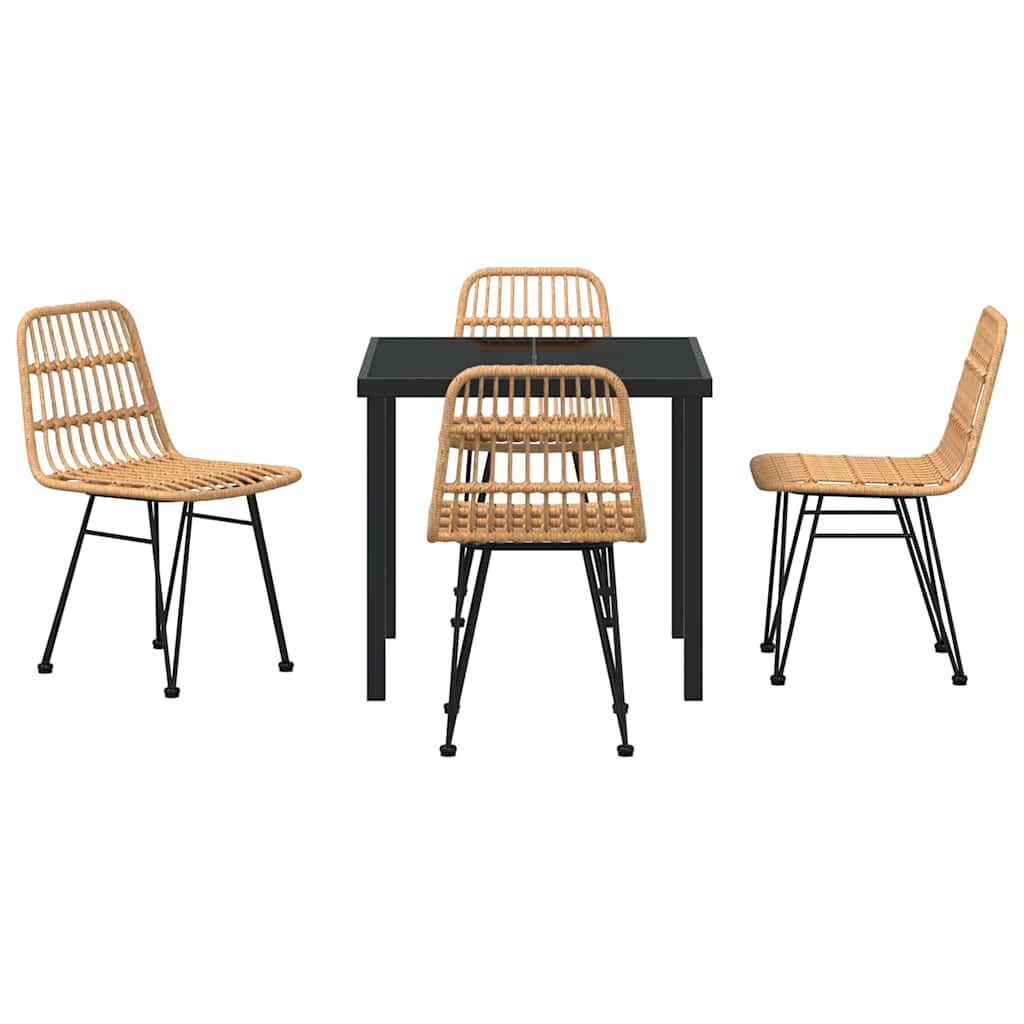 Garten Essgruppe 5 pcs Braun Poly Rattan