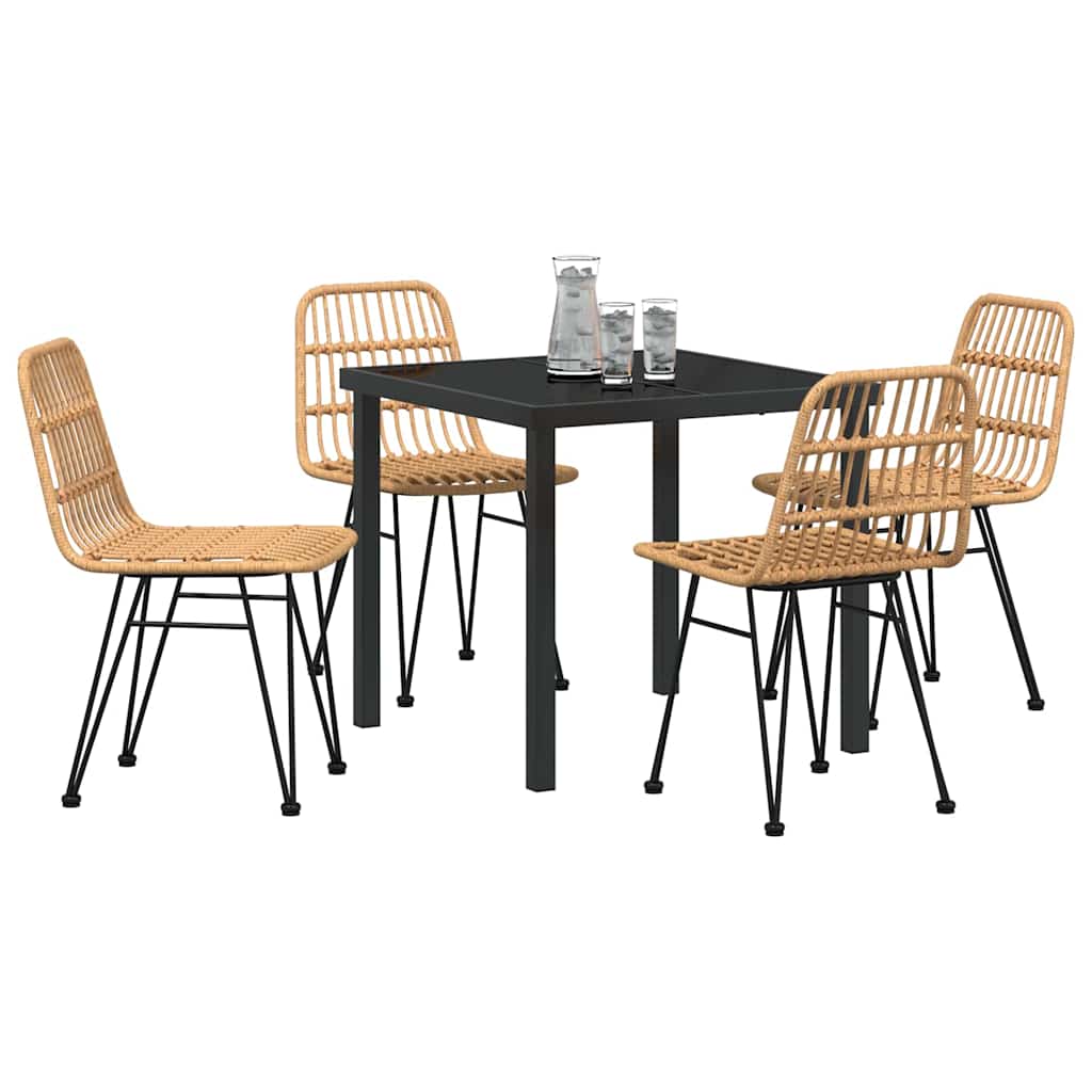 Garten Essgruppe 5 pcs Braun Poly Rattan