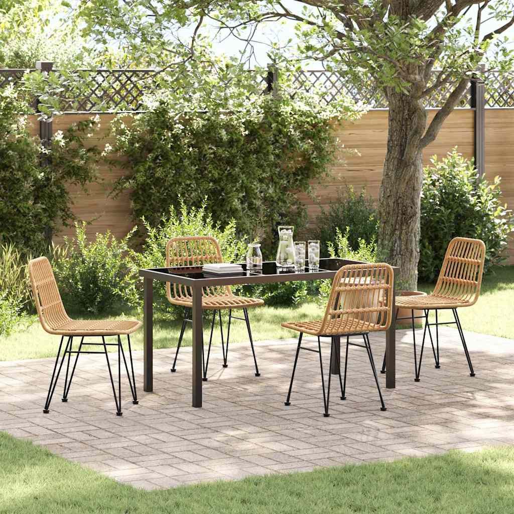 Garten Essgruppe 5 pcs Braun Poly Rattan