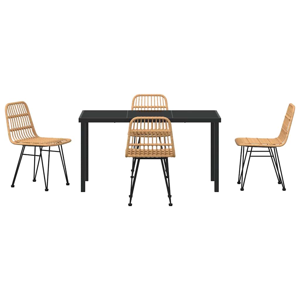 Garten Essgruppe 5 pcs Braun Poly Rattan