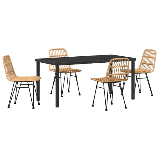 Garten Essgruppe 5 pcs Braun Poly Rattan