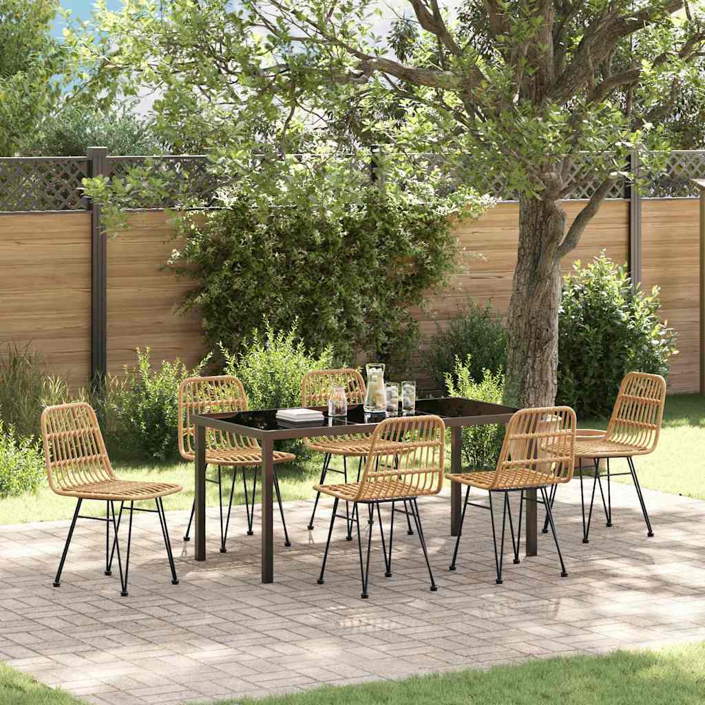 Garten Essgruppe 7 pcs Braun Poly Rattan