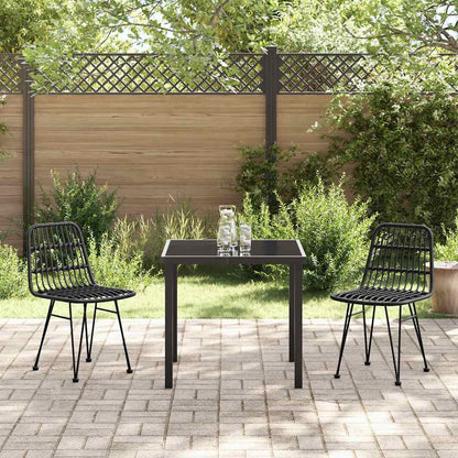 Garten Essgruppe 3 pcs Schwarz Poly Rattan