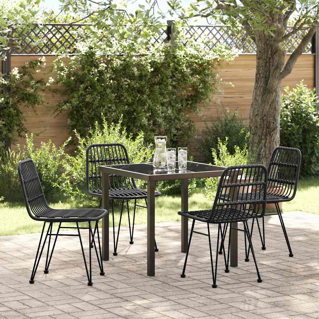 Garten Essgruppe 5 pcs Schwarz Poly Rattan