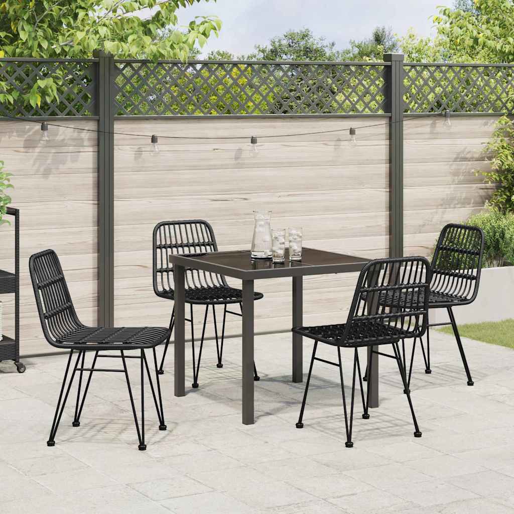 Garten Essgruppe 5 pcs Schwarz Poly Rattan