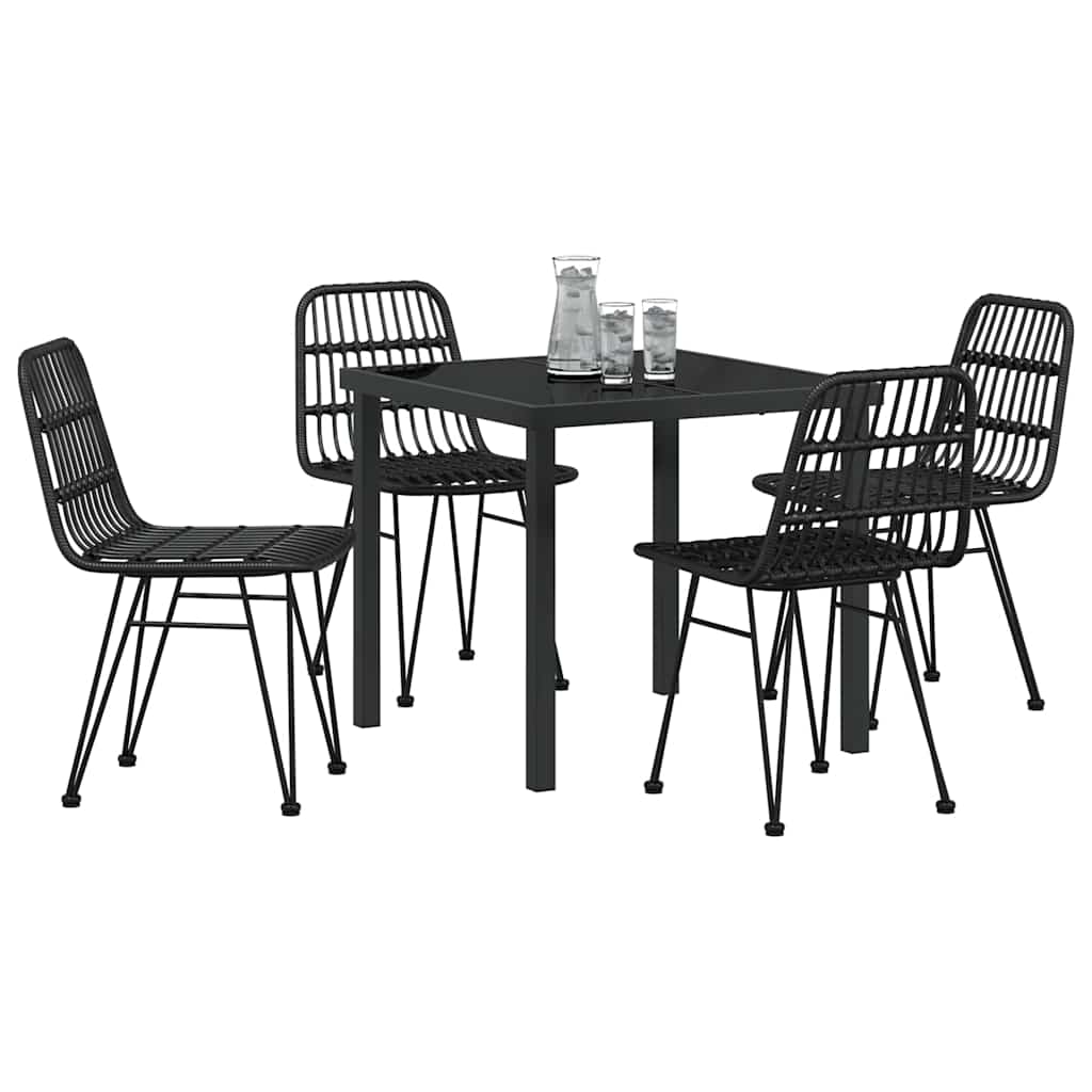 Garten Essgruppe 5 pcs Schwarz Poly Rattan
