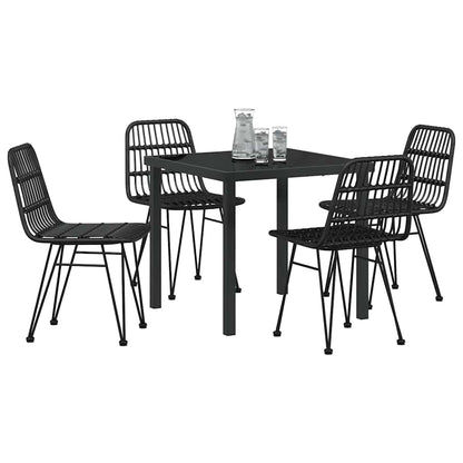 Garten Essgruppe 5 pcs Schwarz Poly Rattan
