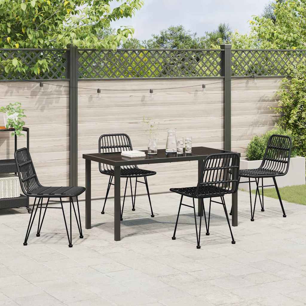 Garten Essgruppe 5 pcs Schwarz Poly Rattan