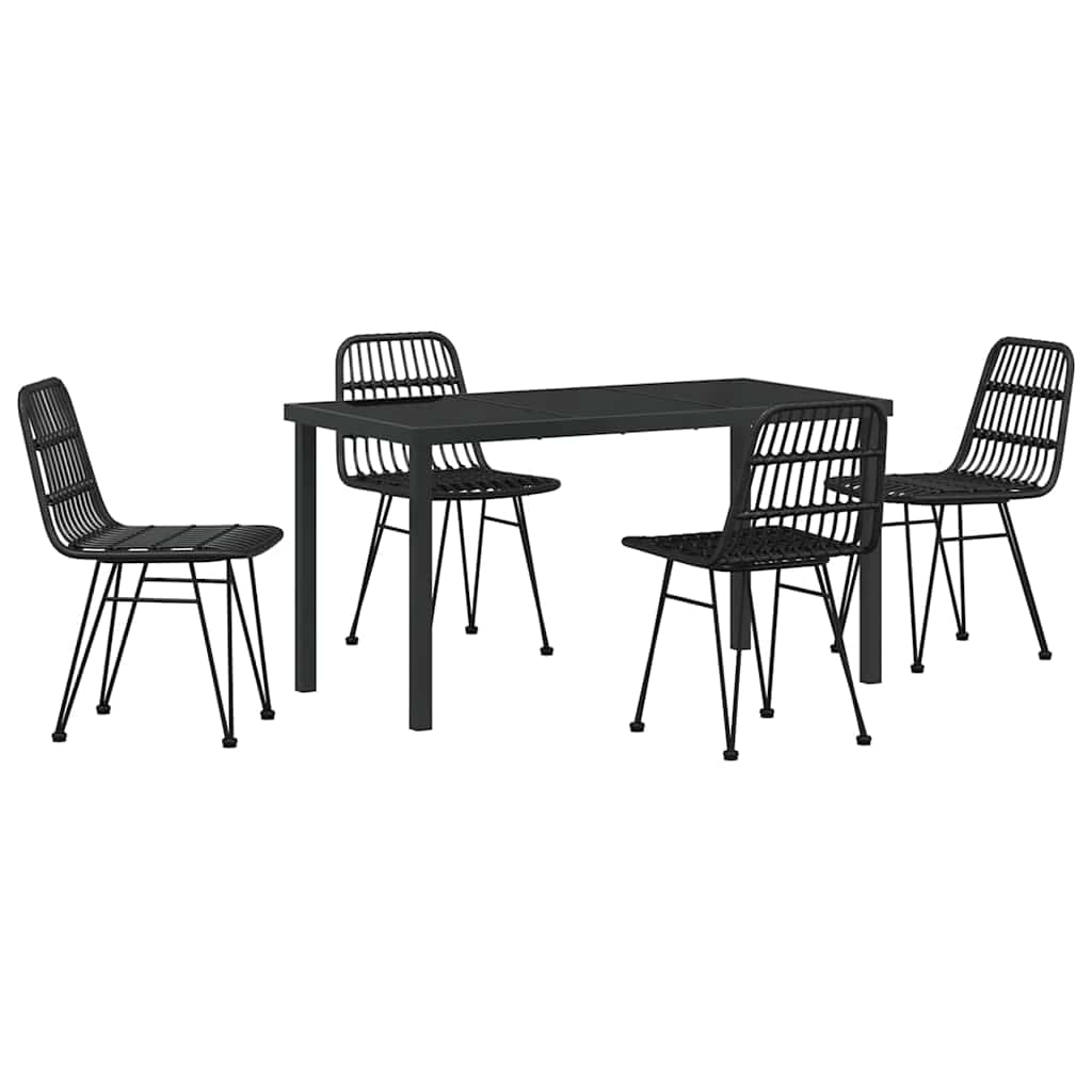 Garten Essgruppe 5 pcs Schwarz Poly Rattan