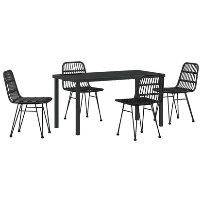 Garten Essgruppe 5 pcs Schwarz Poly Rattan