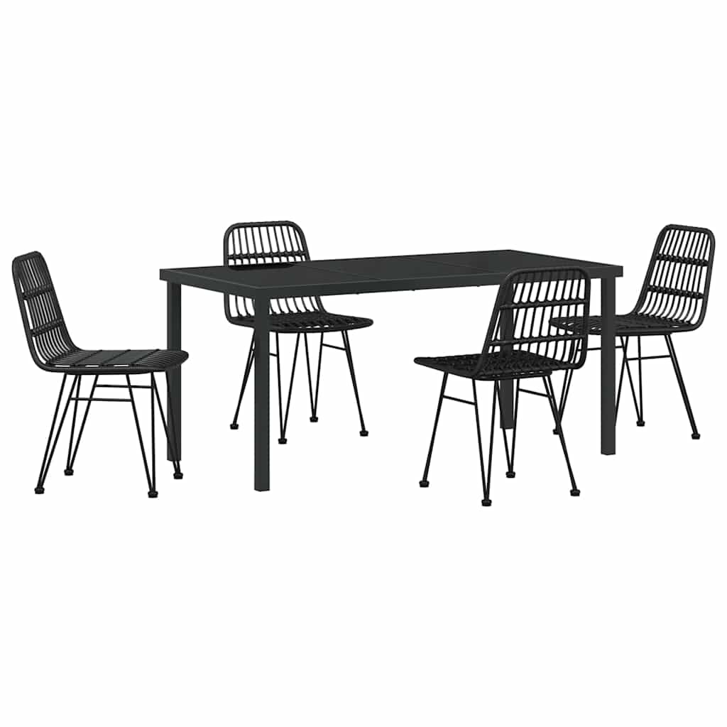 Garten Essgruppe 5 pcs Schwarz Poly Rattan
