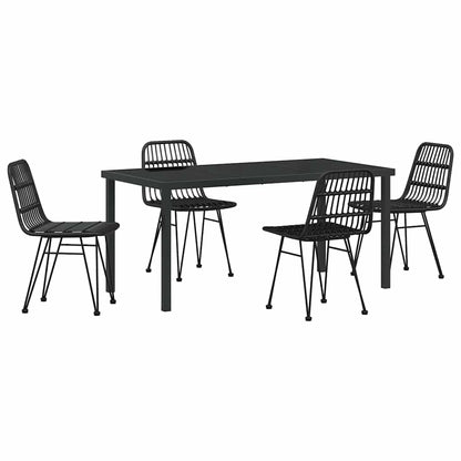 Garten Essgruppe 5 pcs Schwarz Poly Rattan