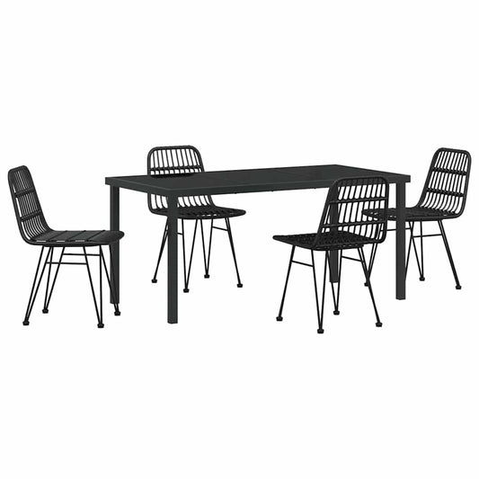 Garten Essgruppe 5 pcs Schwarz Poly Rattan