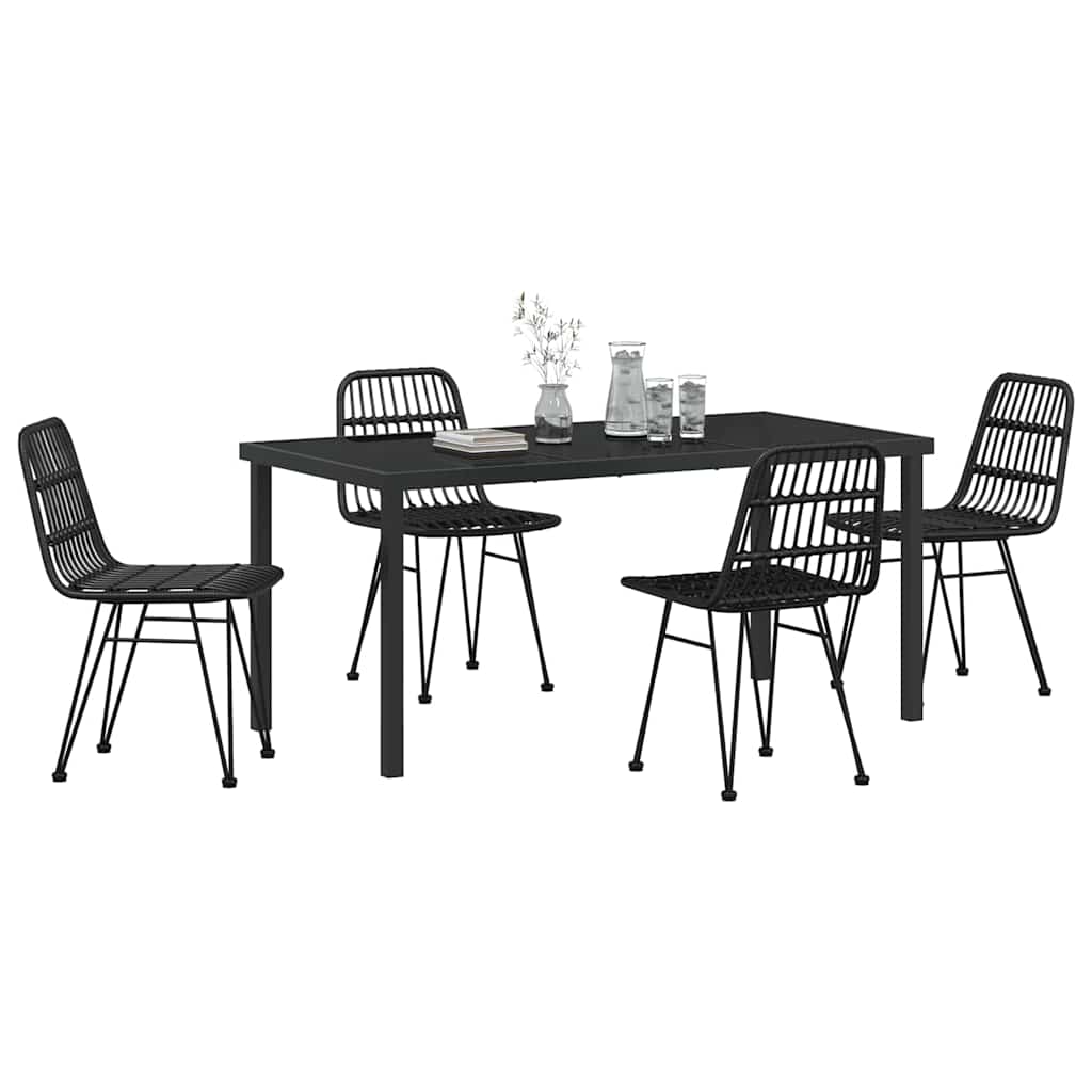Garten Essgruppe 5 pcs Schwarz Poly Rattan