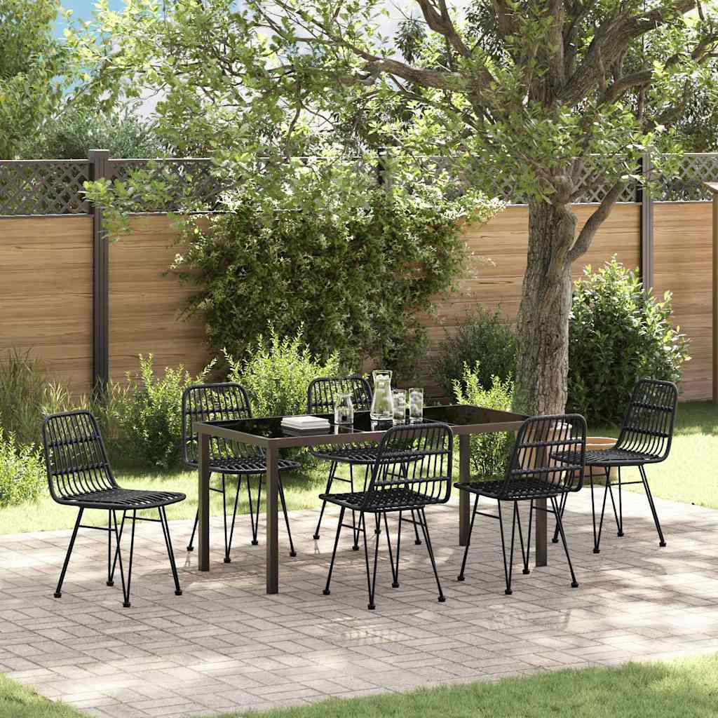 Garten Essgruppe 7 pcs Schwarz Poly Rattan