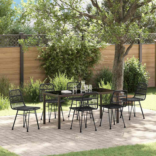 Garten Essgruppe 7 pcs Schwarz Poly Rattan