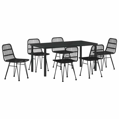 Garten Essgruppe 7 pcs Schwarz Poly Rattan