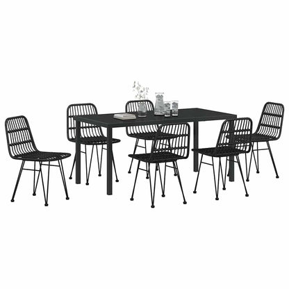 Garten Essgruppe 7 pcs Schwarz Poly Rattan