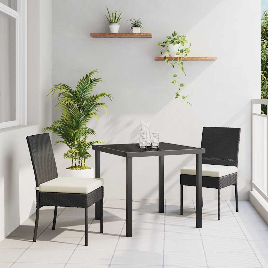 Garten Essgruppe 3 pcs Schwarz Poly Rattan