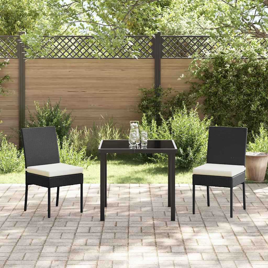 Garten Essgruppe 3 pcs Schwarz Poly Rattan