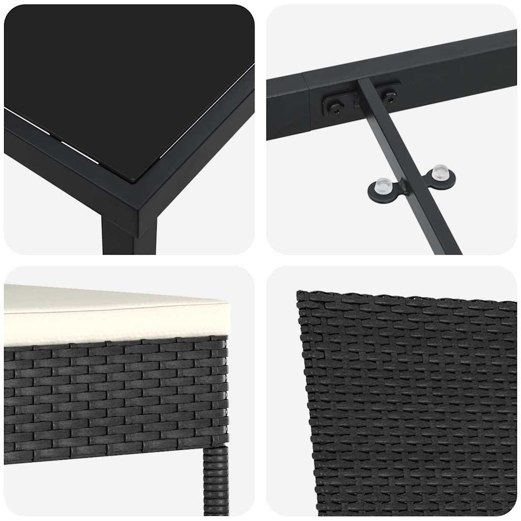 Garten Essgruppe 5 pcs Schwarz Poly Rattan