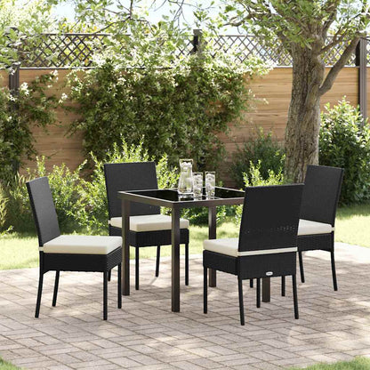 Garten Essgruppe 5 pcs Schwarz Poly Rattan