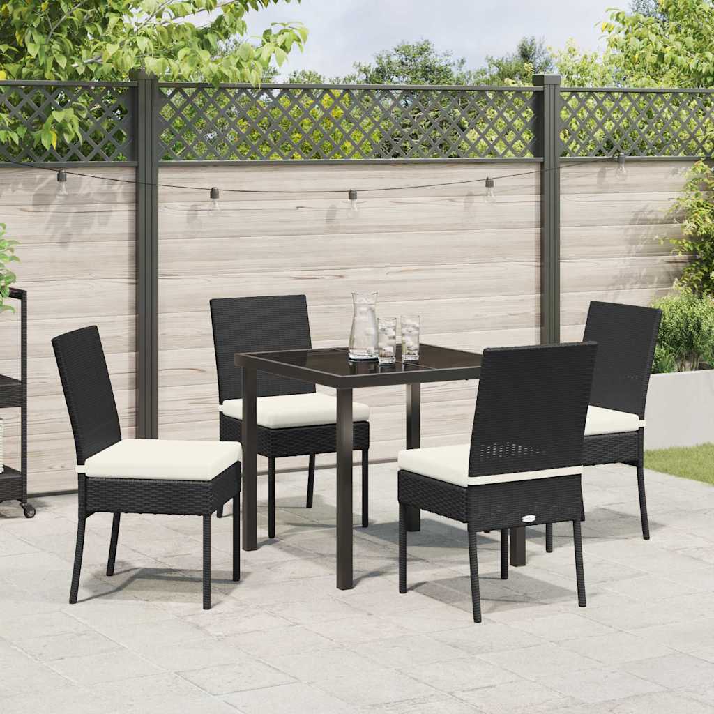 Garten Essgruppe 5 pcs Schwarz Poly Rattan