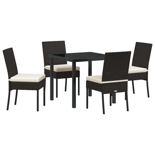 Garten Essgruppe 5 pcs Schwarz Poly Rattan