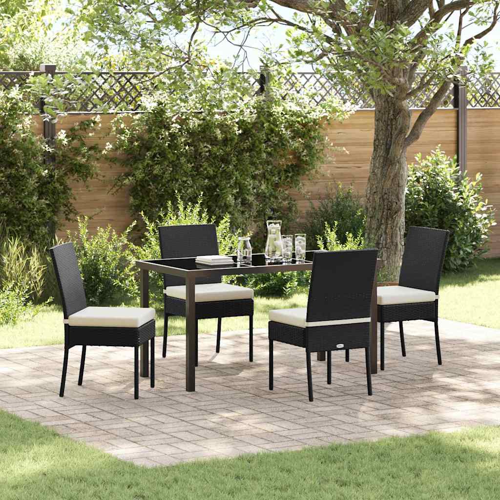 Garten Essgruppe 5 pcs Schwarz Poly Rattan