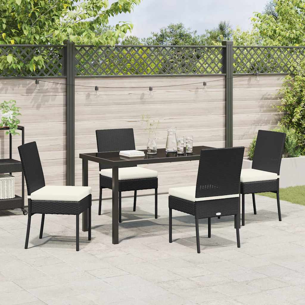 Garten Essgruppe 5 pcs Schwarz Poly Rattan