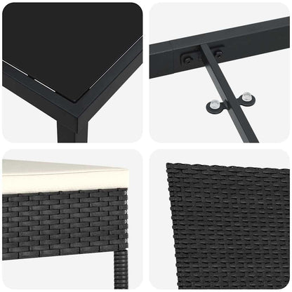 Garten Essgruppe 5 pcs Schwarz Poly Rattan