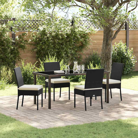 Garten Essgruppe 5 pcs Schwarz Poly Rattan
