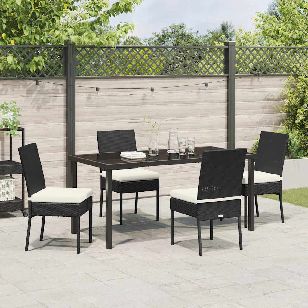 Garten Essgruppe 5 pcs Schwarz Poly Rattan