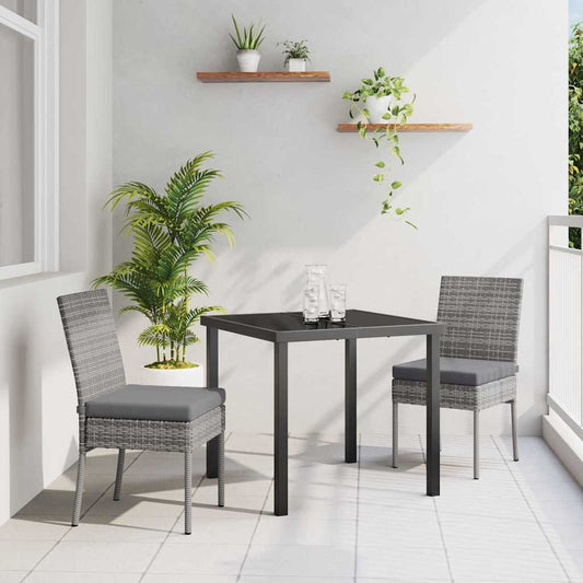 Garten Essgruppe 3 pcs Grau Poly Rattan