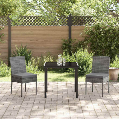Garten Essgruppe 3 pcs Grau Poly Rattan