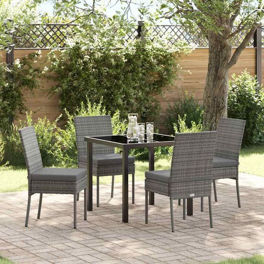 Garten Essgruppe 5 pcs Grau Poly Rattan