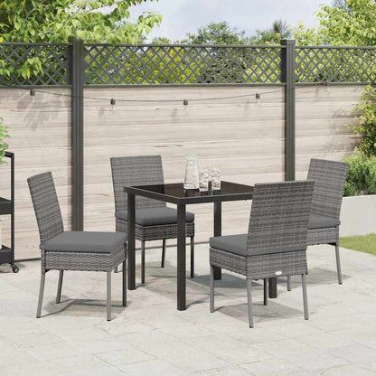 Garten Essgruppe 5 pcs Grau Poly Rattan