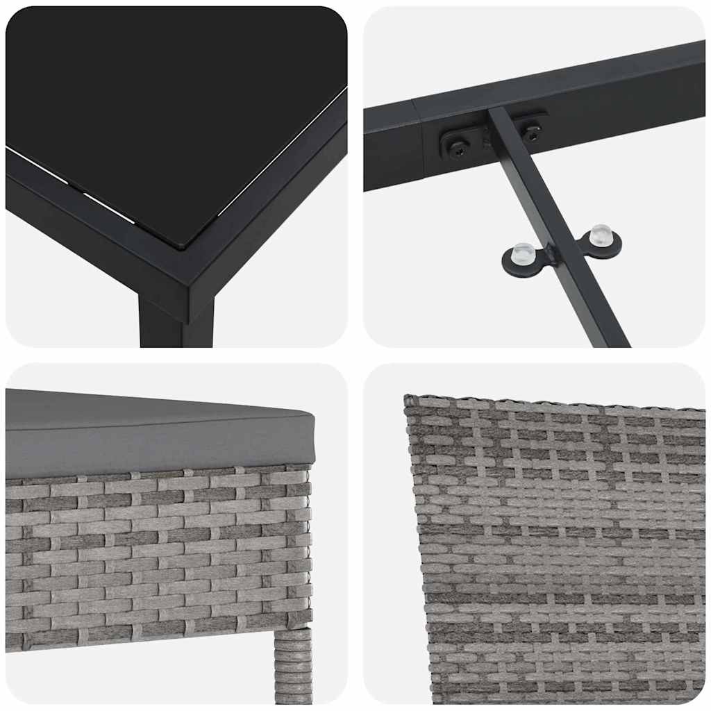 Garten Essgruppe 5 pcs Grau Poly Rattan