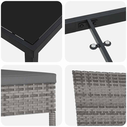 Garten Essgruppe 5 pcs Grau Poly Rattan