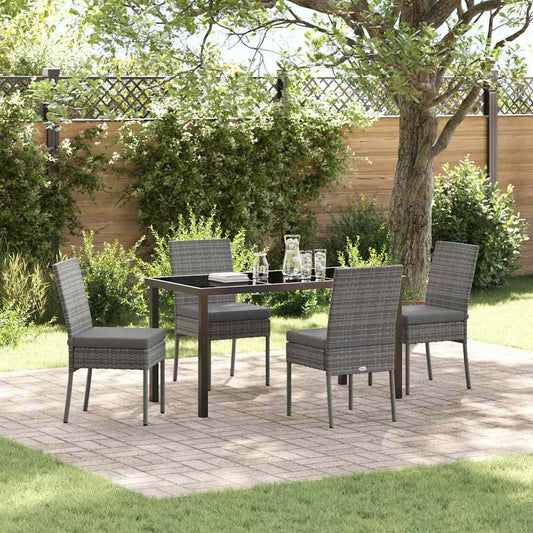 Garten Essgruppe 5 pcs Grau Poly Rattan