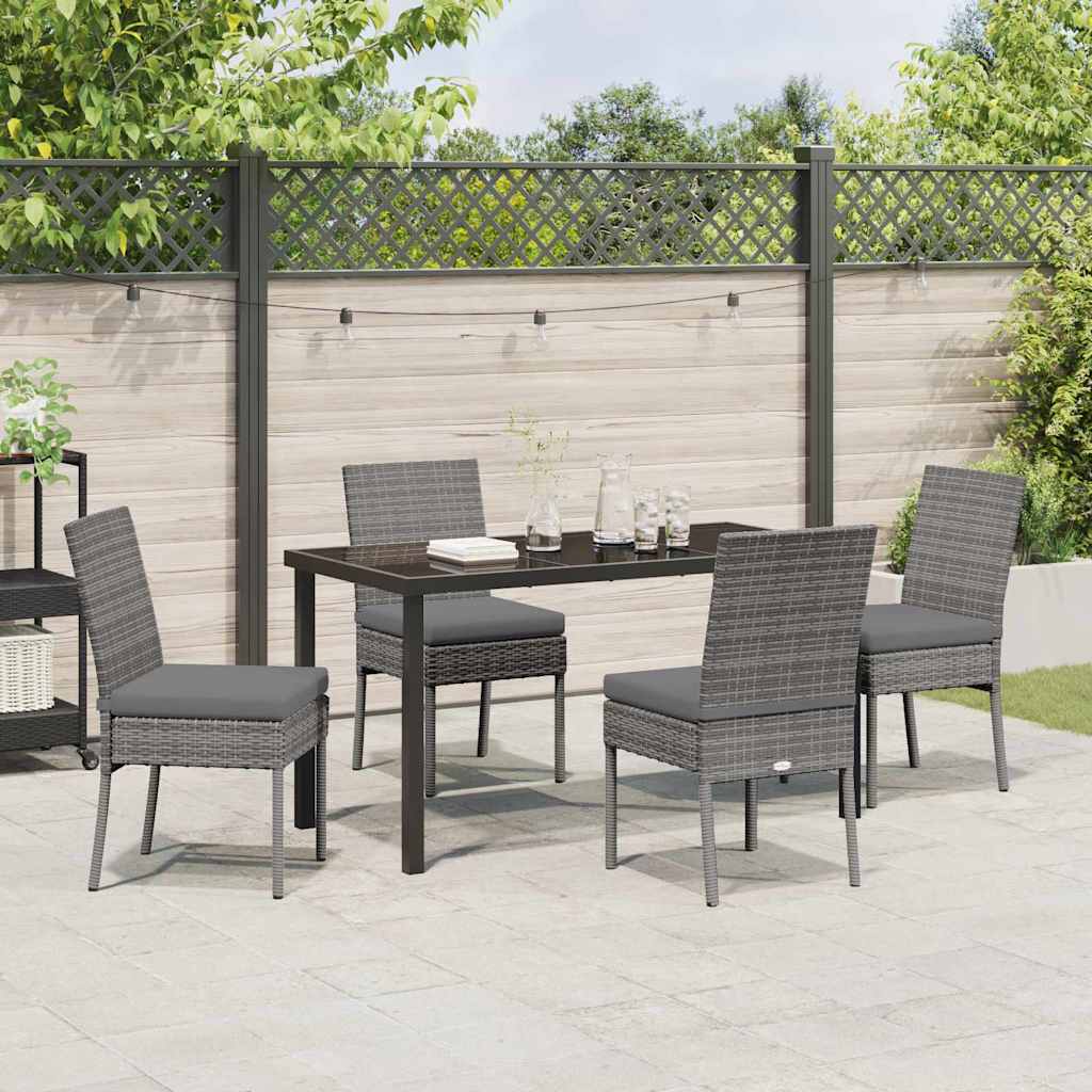 Garten Essgruppe 5 pcs Grau Poly Rattan
