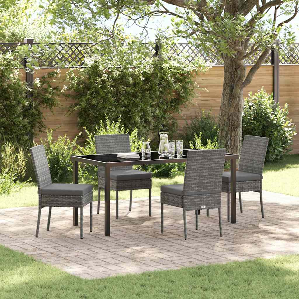 Garten Essgruppe 5 pcs Grau Poly Rattan