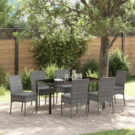 Garten Essgruppe 7 pcs Grau Poly Rattan