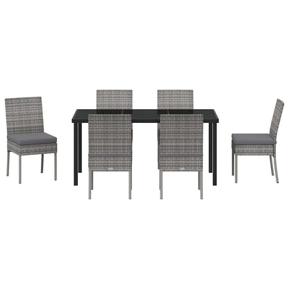 Garten Essgruppe 7 pcs Grau Poly Rattan