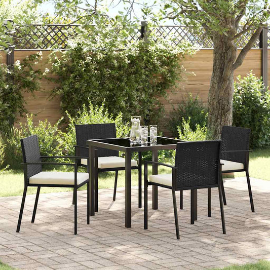 Garten Essgruppe 5 pcs Schwarz Poly Rattan