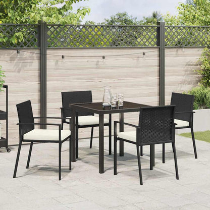 Garten Essgruppe 5 pcs Schwarz Poly Rattan